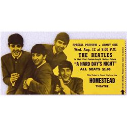 Authentic Beatles "A Hard Day's Night" 1964 Original Movie Ticket