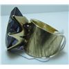Image 2 : 14 Kt Yellow Gold Purple Spinel Gemstone Ring, size 7 1/4 - Wide Band