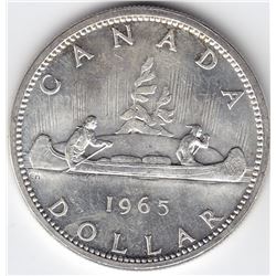 1965 Canada Silver $1 Dollar Coin - Type 5, Medium Beads