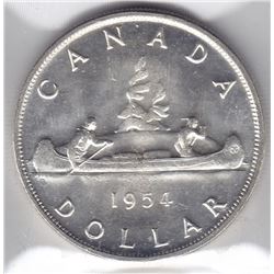 1954 Canada ICCS Graded Silver $1 Dollar Coin - MS 62