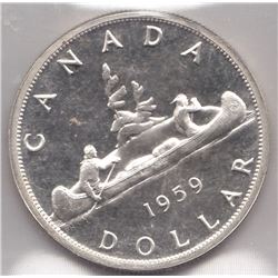 1959 Canada ICCS Graded Silver $1 Dollar Coin - PL-64 - Cameo