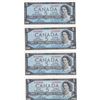 Image 1 : 1954 Bank Of Canada $5 Bank Notes - 4 Consecutive Serial Numbers - S/X Series - All Mis-Cut