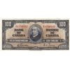 Image 1 : 1937 Bank Of Canada $100 Bank Note - VF+
