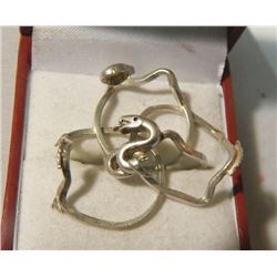 SILVER RING - PUZZLE RING- 4 RINGS MAKES ONE - SILVER VIPER