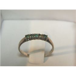 RING - 925 SILVER WITH 4 EMERALDS & 1 SPOT TO ADD ANOTHER ONE - FROM ESTATE STORAGE LOCKER