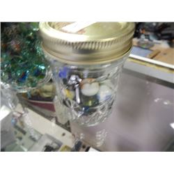 JAR - ASSORTED FANCY TIGER MARBLES AND LARGE MARBLES - ABOUT 17 TTL