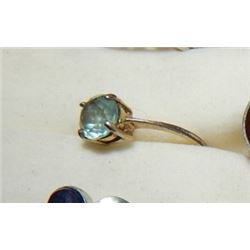 SILVER RING - BLUE TOPAZ SOLITAIRE - STAMPED 925