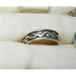 SILVER RING - DESIGNED BAND - STAMPED 926