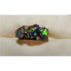 RING - WIDE BAND WITH 3 ABALONE SOLITIRES