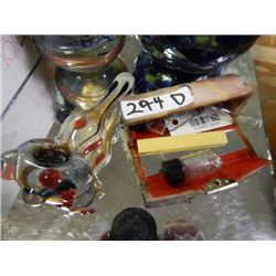 GLASS PIPE AND CASE WITH PIPE AND VILES