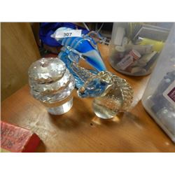 ART GLASS - DOLPHIN, UNICORN AND CUPCAKE = 3 PC TTL