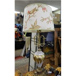 TABLE LAMP - CAST BRASS AND GLASS - WITH SHADE