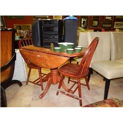 WOOD DROP LEAF TABLE & 2 CHAIRS = 3PC