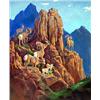 Image 1 : Ila Mae McAfee (1897-1985.) Oil on canvas. "Big Horns in Mountains." 36" x 30". Est. $10,000 - $1…