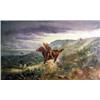 Image 1 : E. L. Simpson. Oil on Canvas. Pony Express Rider. 16.5" x 25". Est. $800 - $1,200.…