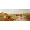 Image 1 : Unknown. Oil on Board. Cows. Signed "CR". 11.5" x 24". Est. $250 - $500.…