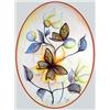 Image 1 : Gary L. Olds. Watercolor & Ink. Butterflies. Framed & oval matted under glass, sight size 15.5" x…