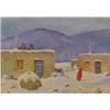 Image 1 : Chester Wills. Oil on Paper. Pueblo Winter Scene.  5" x 7". Est. $300 - $600.…