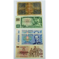 WORLD PAPER- CZECHOSLOVAKIA LOT OF 5 NOTES