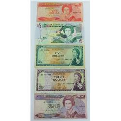 WORLD PAPER-EAST CARIBBEAN STATES LOT OF 5 NOTES