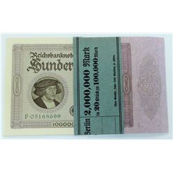 WORLD PAPER-GERMANY 1923 100,000 MARK BANK BUNDLE