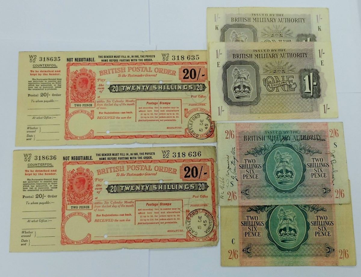 WORLD PAPER-BRITISH MILITARY SCRIPT & POSTAL ORDERS