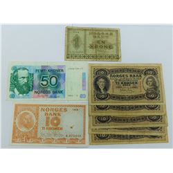 WORLD PAPER-NORWAY LOT OF 8 NOTES