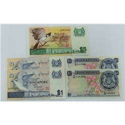 WORLD PAPER-SINGAPORE LOT OF 5 NOTES