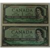 Image 1 : CANADA PAPER-1954 $1 *H/Y CONSEC UNC PAIR