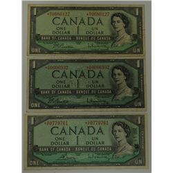 CANADA PAPER-1954 $1 ASTERISK LOT OF 3 NOTES