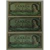Image 1 : CANADA PAPER-1954 $1 ASTERISK LOT OF 3 NOTES