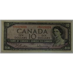 CANADA PAPER-1954 $10 TOUGH *B/V REPLACEMENT