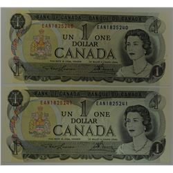 CANADA PAPER-1973 $1 EAN LAWSON CHANGEOVER