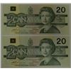 Image 2 : CANADA PAPER-1991 $20 EIA CONSEC PAIR