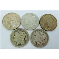 US COINS-MORGAN DOLLAR LOT OF 5 COINS