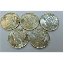 US COINS- PEACE DOLLAR LOT OF 5