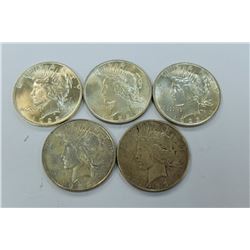 US COINS-PEACE DOLLAR LOT OF 5