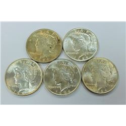 US COINS-PEACE DOLLAR LOT OF 5