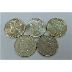 US COINS-PEACE DOLLAR LOT OF 5