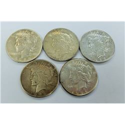 US COINS-PEACE DOLLAR LOT OF 5