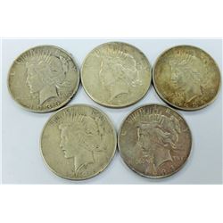US COINS-PEACE DOLLAR LOT OF 5