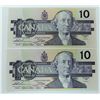 Image 2 : CANADA PAPER-1989 $10 ATN CONSEC PAIR