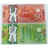 Image 1 : CANADA PAPER $20 & $50 LOT OF 2 LOW NUMBER