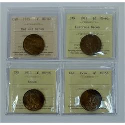 CANADA- LARGE CENT LOT OF 4 ICCS