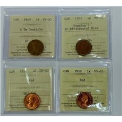 CANADA-1 CENT LOT OF 4 ICCS