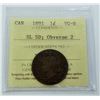 Image 1 : CANADA-LARGE CENT 1891 SL SD, OBV2 ICCS VG8