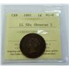 Image 1 : CANADA-LARGE CENT 1891 LL SD OBV 2 ICCS VG8