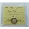 Image 1 : CANADA- FIVE CENT 1885 sm5 over 5 ICCS VF30