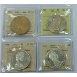 CANADA-$1 SILVER LOT OF 4 ICCS