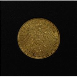 WORLD GOLD-GERMANY, PRUSSIA 1900A 20 MARK